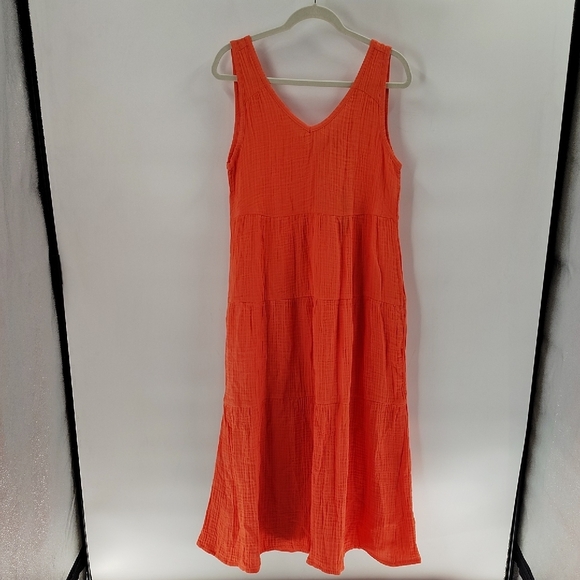 Natural Reflections Maxi Dress Size Small Coral Color V neck And Back Sleeveless - Picture 1 of 5